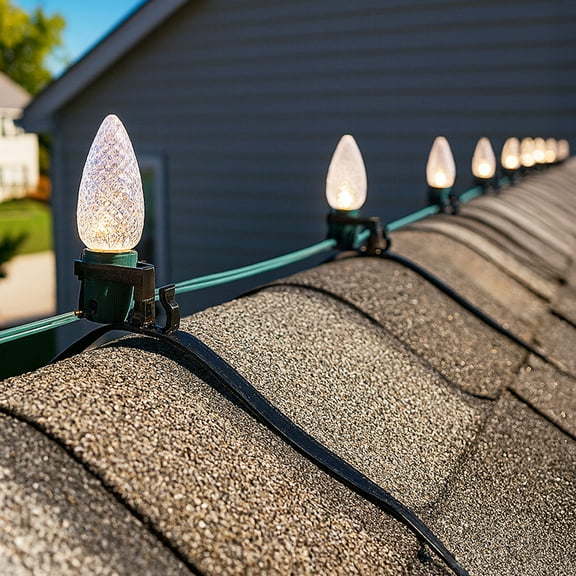 Brilliant Brand Lighting Easy Roof Top Ridge Line Mounting Clips For Christmas Lights C6, C7, C9, Rope Lights & More - 25 Pack