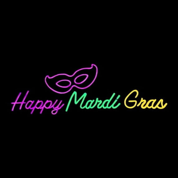 Brilliant Brand Lighting LED Neon Rope Light Happy Mardi Gras Decoration - Lighted Sign - Purple Green and Gold- 35 Inch