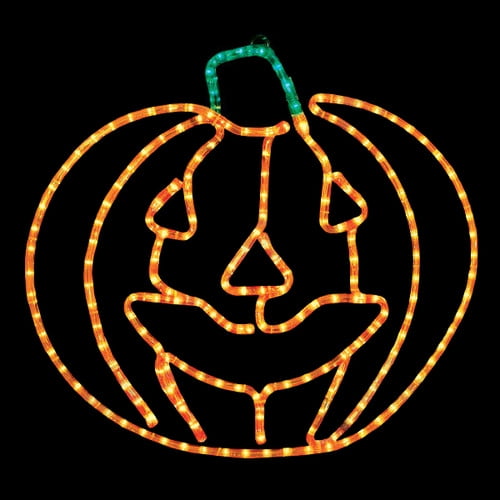 Brilliant Brand Lighting LED Rope Light Halloween Jack-O'-Lantern Decoration - Lighted Pumpkin Sign - Orange - 24 Inch