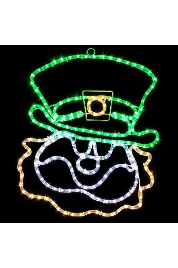 LED Rope Light Leprechaun Face Decoration - St. Patrick's Day - Lighted Sign - MultiColor - 23 Inch