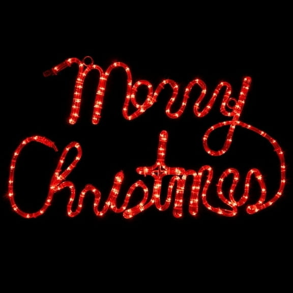 Brilliant Brand Lighting LED Rope Light Merry Christmas Decoration - Lighted Sign - Red - 31 Inch Display