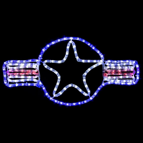 Brilliant Brand Lighting LED Rope Light Patriotic Air Force Stars and Bars Roundel Decoration - Lighted Sign - Red, Cool White, and Blue - 24 Inch
