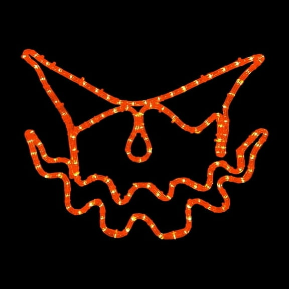 Brilliant Brand Lighting LED Rope Light Scary Pumpkin Jack-O-Lantern Evil Face Halloween Decoration - Orange 20 Inch Display