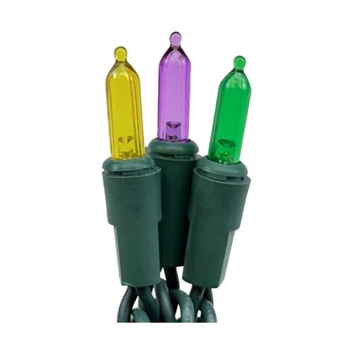 Brilliant Brand Lighting Mardi Gras Purple, Green, & Gold M5 LED String Lights - 70 Bulb Set - 23.5 Feet