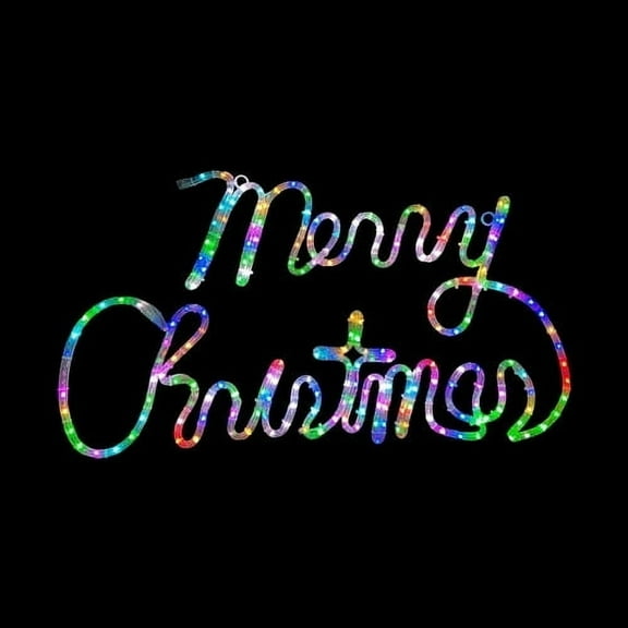 Brilliant Brand Lighting RGB Color Changing LED Rope Light Merry Christmas Decoration With Multi-Function Controller - Lighted Sign - 31 Inch