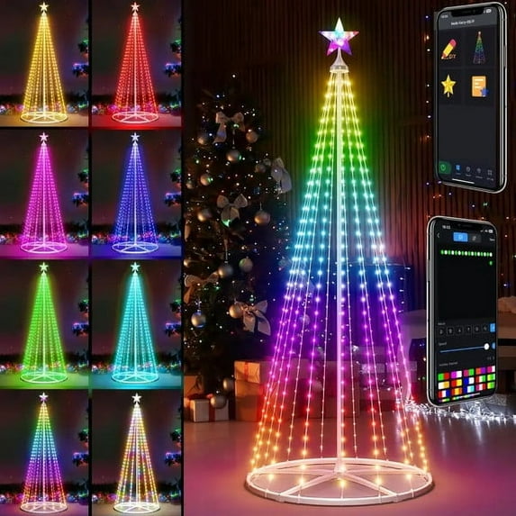 Brilliant Brand Lighting Smart RGB LED Fairy Light Cone Christmas Tree App Control Effects - 4 Sizes