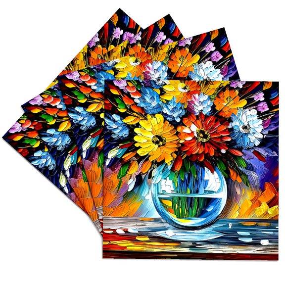 3drose, Brilliant Bunch of Flowers in a Round Bowl. the Beauty of Summertime, Set of 4 Ceramic Tile Coasters