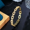thumbnail image 1 of Brilliant CZ Geometric Round Cuban Chain Link Bangle White Gold Plated Lady Gift, 1 of 9