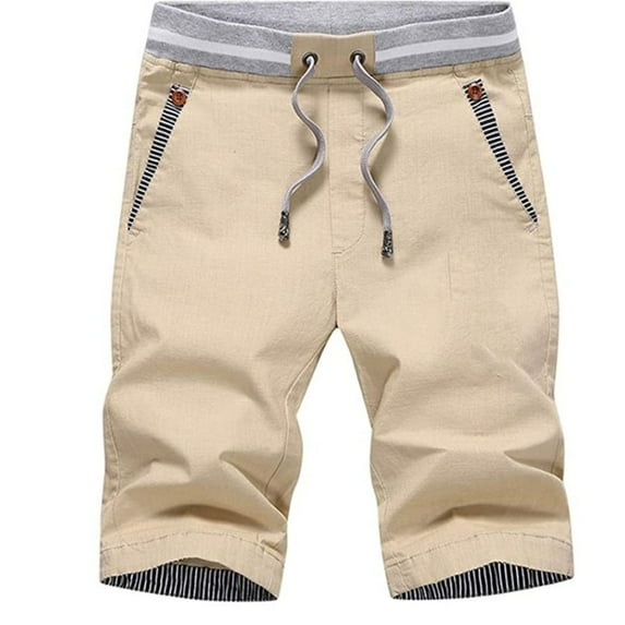 Brilliant Cargo Shorts Clearance for Men Summer Mens Casual Comfortable Workout Shorts Drawstring Pockets Elastic Shorts(Beige,S)