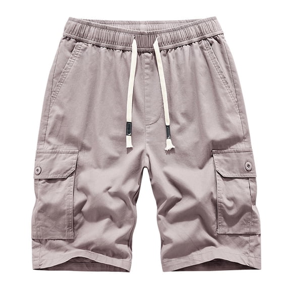 Brilliant Cargo Shorts Clearance for Men Summer Mens Shorts Casual Pure Color Outdoors Pocket Beach Work Trouser Shorts Pant(Brown,L)