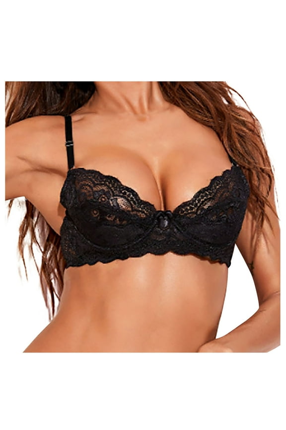 Brilliant Bra for Women Plus Size Demi Cup Full Coverage Fashion Women Lace Solid Color Bra and Sexy Lingerie Underwear with Underwire