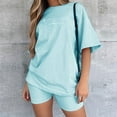 thumbnail image 1 of Brilliant Clearance Shorts Women Fashion Casual Summer Printing Short Sleeve Top and Set Blue M, 1 of 6