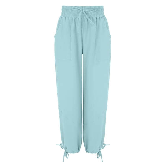 Brilliant Clearance Shorts Women's Casual Drawstring High Waist Long Pants Leggings Elastic Waist Pants with Pocket Summer Blue S