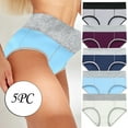 thumbnail image 1 of Brilliant Cotton Underwear for Women 5PC Women Solid Color Patchwork Briefs Panties Underwear Bikini underpants, 1 of 9