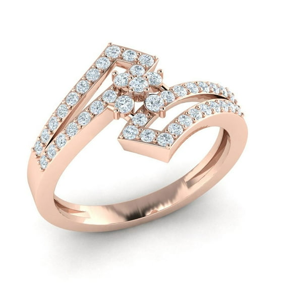 Brilliant Cut 0.5ctw Round Cut Diamond Prong Fancy Engagement Bridal Ring Solid Solid 10K Gold JK I1