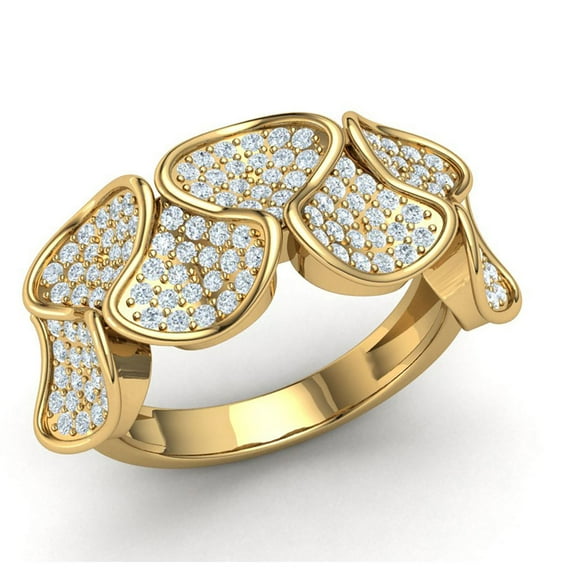 Brilliant Cut 1.5ctw Round Cut Diamond Pave Ladies Fancy Cluster Engagement Ring Bridal Solid 14K Gold FG VS