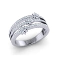 thumbnail image 1 of Brilliant Cut 1ctw Round Cut Diamond Prong 3Row Bridal Floral Anniversary Band Wedding Ring Solid 14K Gold FG VS, 1 of 3