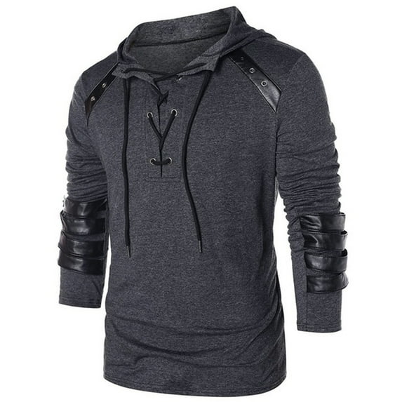 Brilliant Cyber/Monday Mens Shirts Multipacks Long Drawstring Hooded Long Sleeved Top Stitched T-shirt Court Style