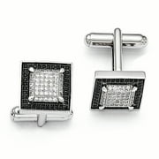 ICE CARATS Brilliant Embers 925 Sterling Silver 162 Stone Micro Pav Black White Cubic Zirconia Cz Cuff Links Mens Cufflinks Link Collar Stay Fine Jewelry For Dad Mens Gifts For Him