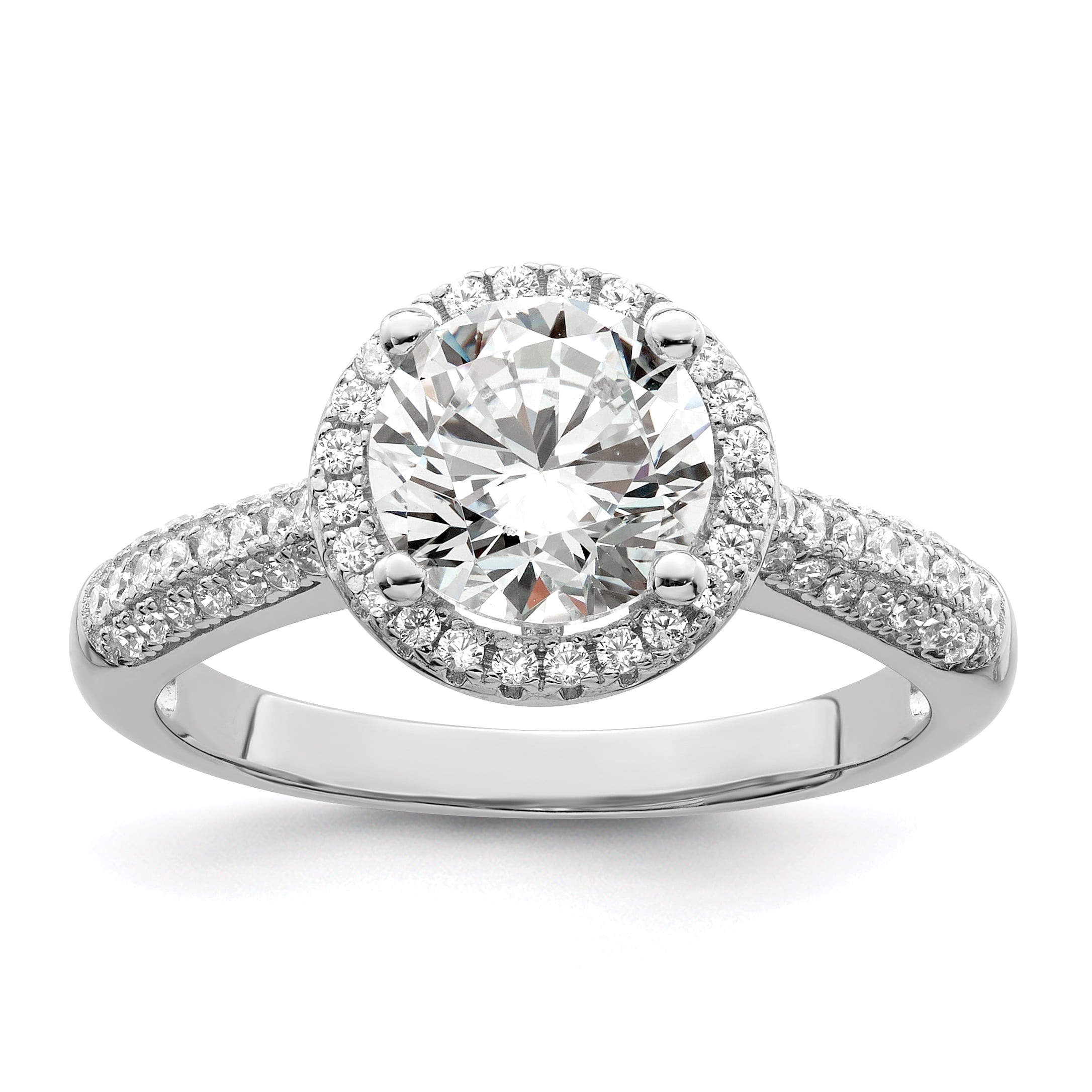 Sterling Silver & CZ Brilliant Embers Round Halo Ring Sterling Silver & CZ Brilliant Embers Round Halo Ring