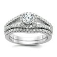thumbnail image 1 of Brilliant Embers 925 Sterling Silver Polished Rhodium Plated 67 Stone Micro Pave CZ 2 Piece Wedding Ring Set Size 7 Wedd, 1 of 2