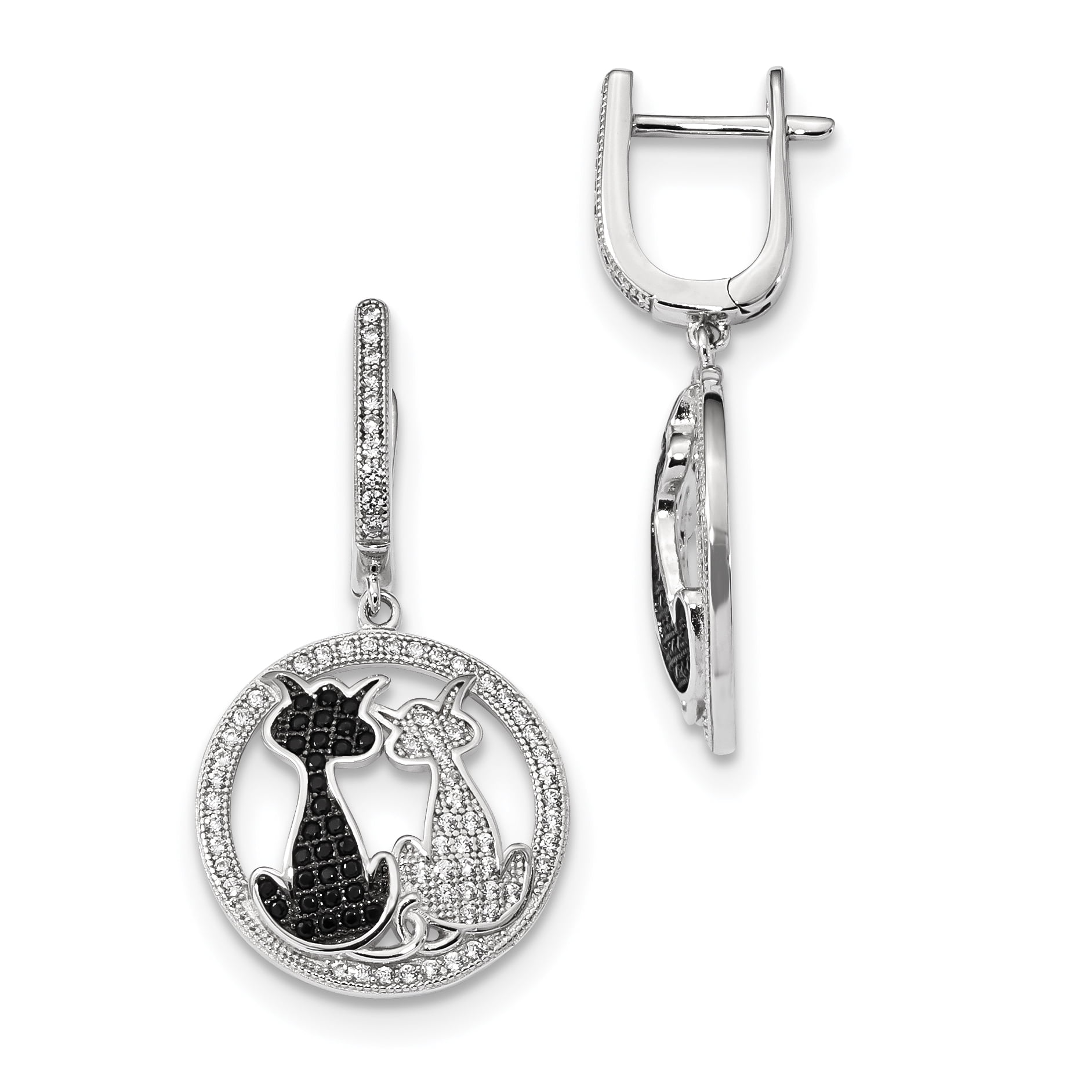 Brilliant Embers Sterling Silver Stone Black And White Cz Cat