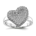 thumbnail image 1 of 925 Sterling Silver and Cubic Zirconia Fancy Polished Love Heart Ring Size 6 Statement Ring for Women, 1 of 2