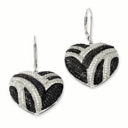 Sterling Silver & CZ Brilliant Embers Heart Leverback Earrings