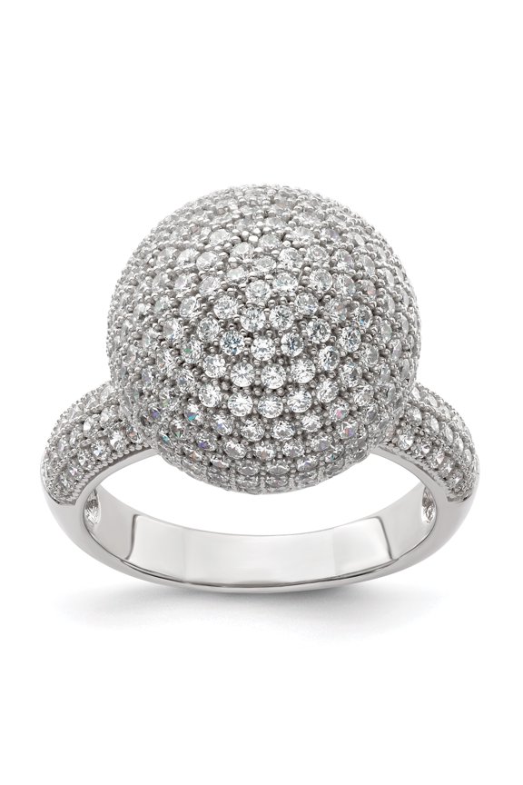 Finest Gold Sterling Silver & CZ Brilliant Embers Ring - Size 7