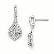 Finest Gold Sterling Silver Brilliant Embers Fancy CZ Teardrop Dangle Post Earrings