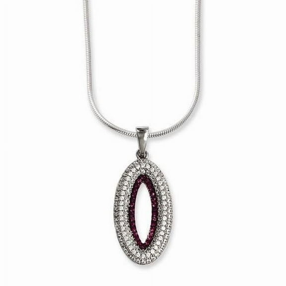 Brilliant Embers Sterling Silver Pink & Clear CZ  w/ 2in ext Necklace