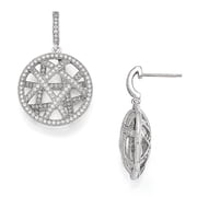 Finest Gold Brilliant Embers Sterling Silver Polished CZ Circle Post Dangle Earrings