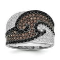 thumbnail image 1 of Brilliant Embers Sterling Silver Rhodium-plated 158 Stone Micro Pav‚ Black Champagne and White CZ Ring, 1 of 6