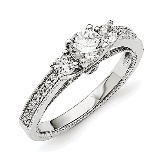 Brilliant Embers Sterling Silver Rhodium-plated 21 Stone Micro Pav‚ CZ Ring