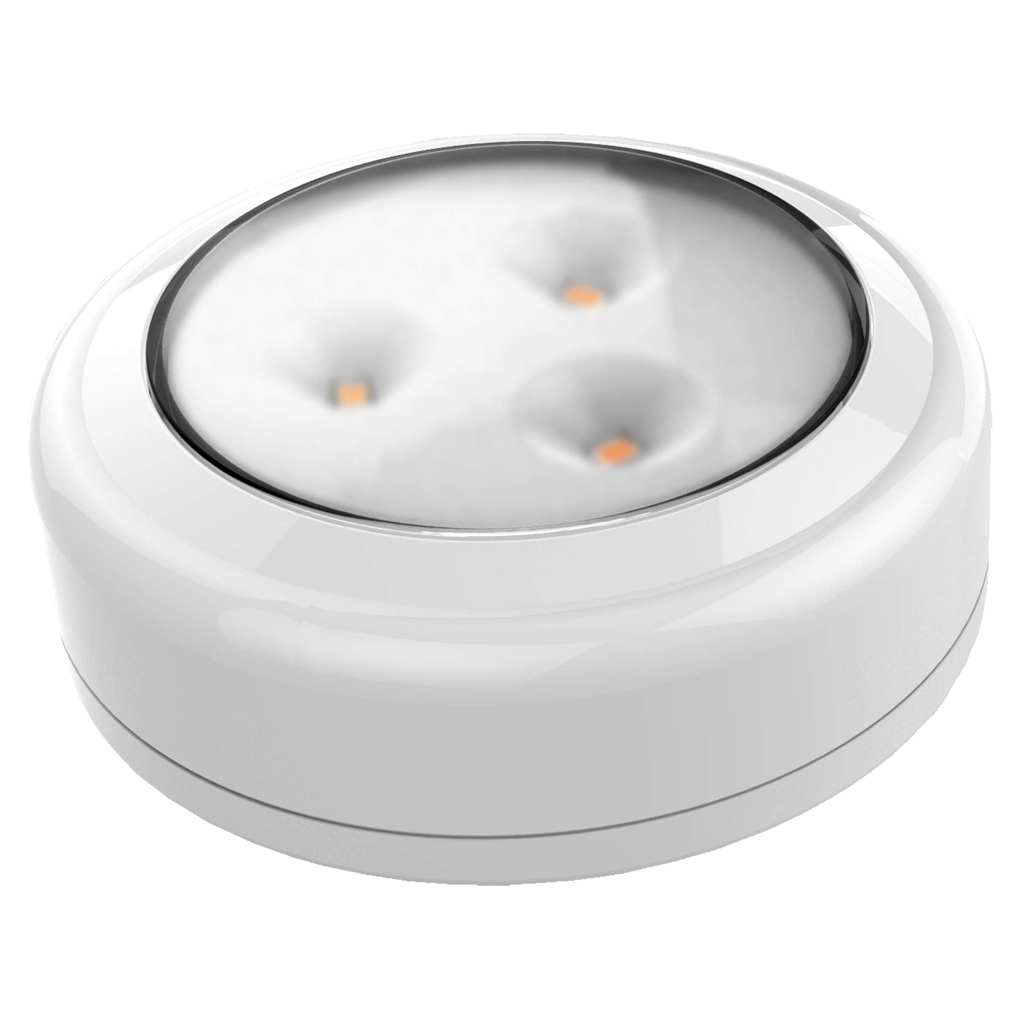 Brilliant Evolution Stick On Puck Lights - Battery Powered Cabinet Lights for Kitchen Under Cabinet Lighting - Wireless Tap On LED Touch Light, 3000K Warm White with Easy Installation - 9x9x2-Inch