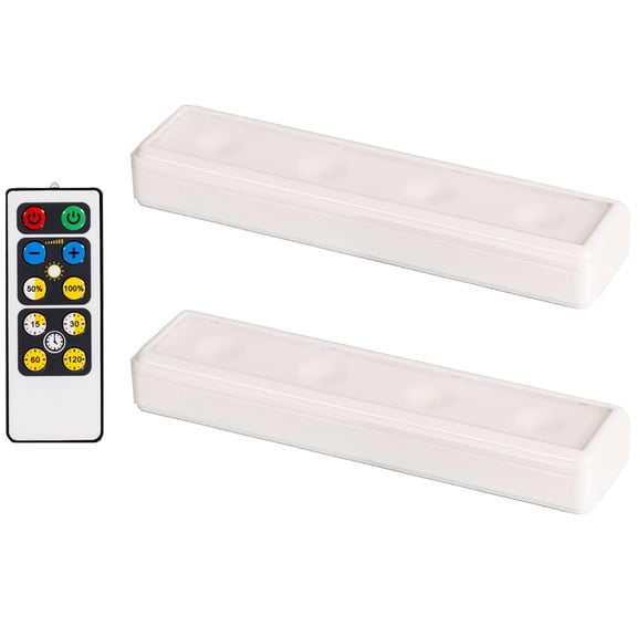 Brilliant Evolution Wireless LED Under Cabinet Light 2 Pack with Remote Control | Battery Powered Lights | Kitchen Under Cabinet Lighting | Touch Light | Stick On Lights | Push Light