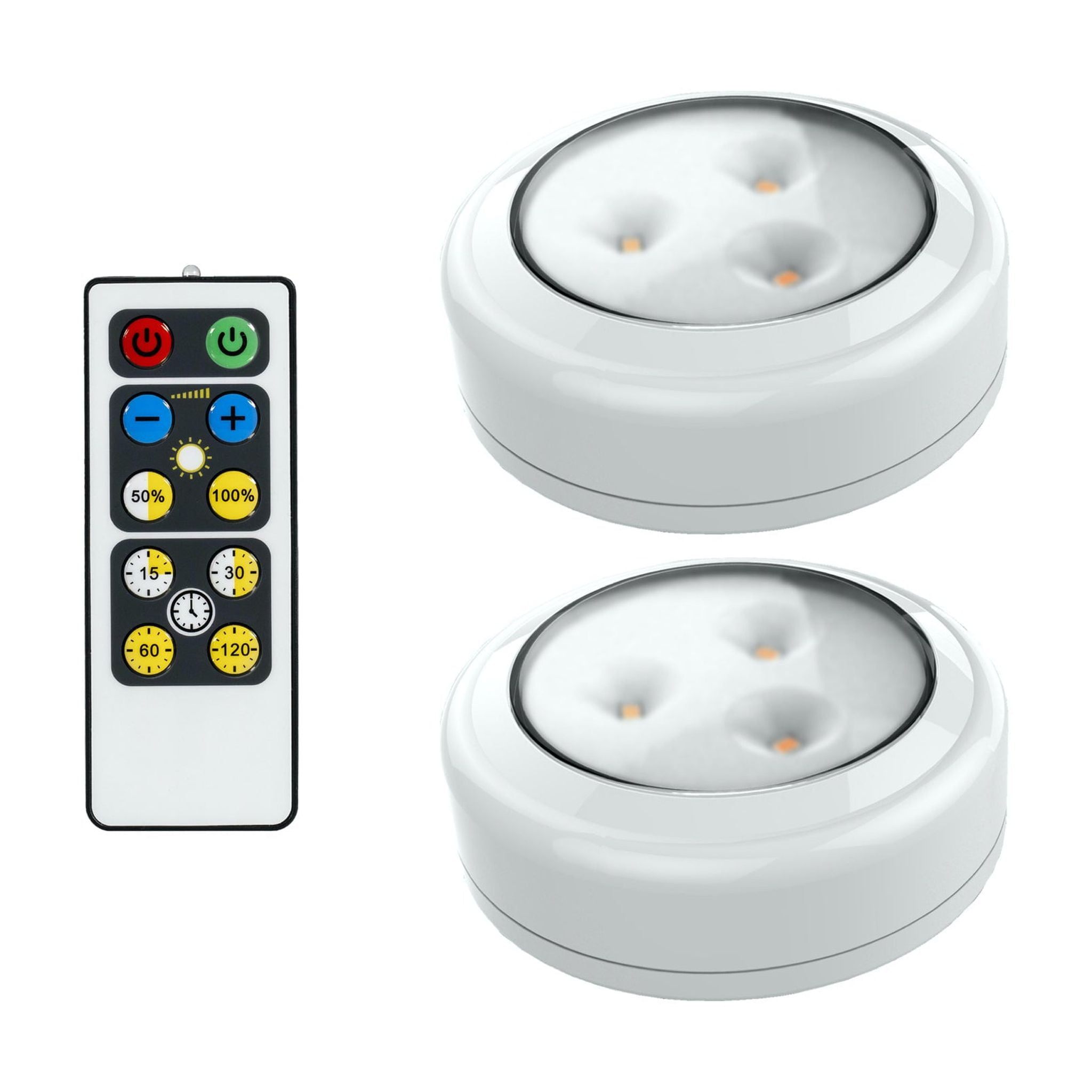 Brilliant Evolution LED Puck Light 2 Pack Wireless Battery Powered Lights with Operated Touch Remote Control Walmart