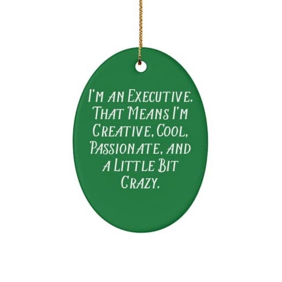 Brilliant Executive Oval Ornament, I'm an Executive. That Means I'm Creative, Cool, Passionate,., Epic for Coworkers, Holiday