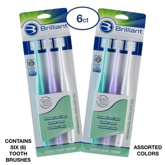 Brilliant Extra Soft Adult Sensitive Toothbrush, Round Head for Sensitive Teeth & Gums, Pack of 6
