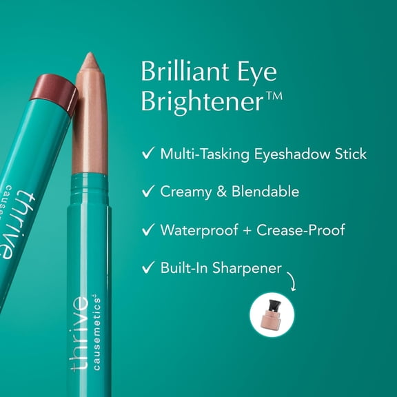 Brilliant Eye Brightener Eyeshadow Stick Bundle for Brown Eyes, 3 Shades, Waterproof & Crease Proof Cream to Powder Long Lasting Formula, 3 Shadow Sticks & Confetti Makeup Bag