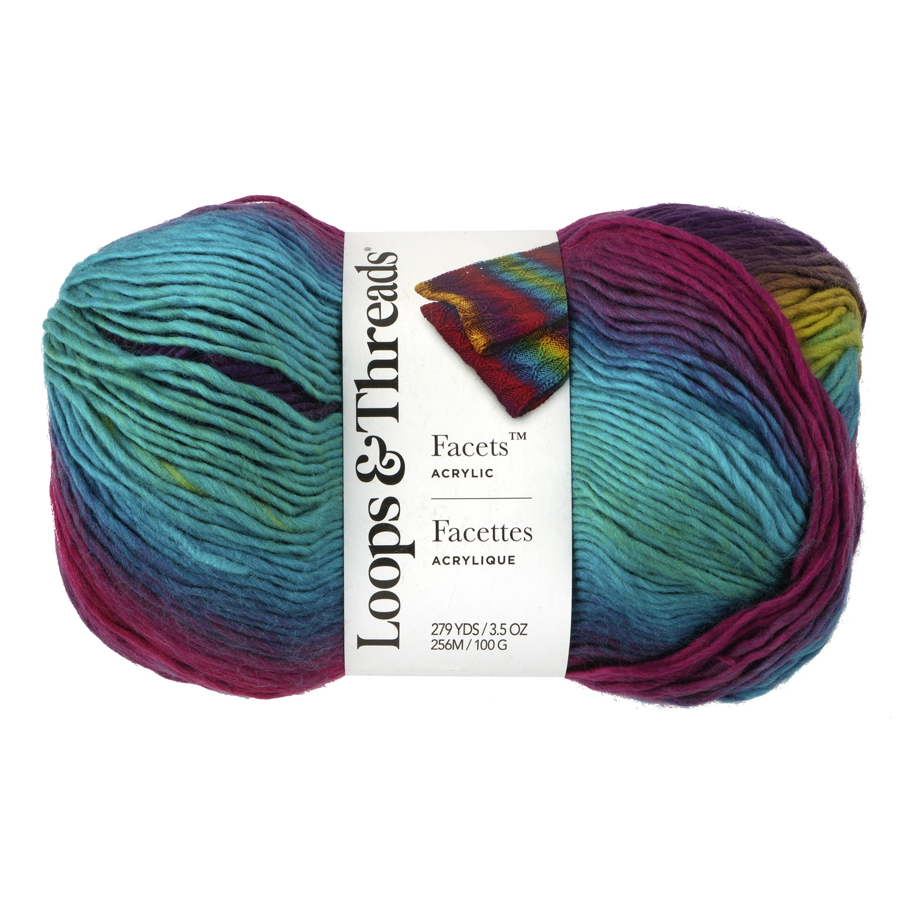 Loops & Threads Brilliant Facets Yarn - Medium Weight Yarn for Knitting, Crochet, Weaving, Arts & Crafts, 15 Pack