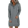 thumbnail image 1 of Brilliant Fall Dresses for Women Long Sleeve Women's Casual Long-sleeve Pocket Pullover Hoodie Dress Spring 2025 New Dresses, 1 of 5