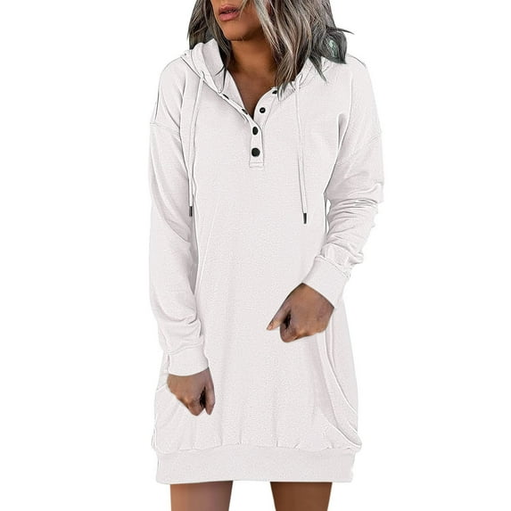 Brilliant Fall Dresses for Women Long Sleeve Women's Casual Long-sleeve Pocket Pullover Hoodie Dress Spring 2025 New Dresses