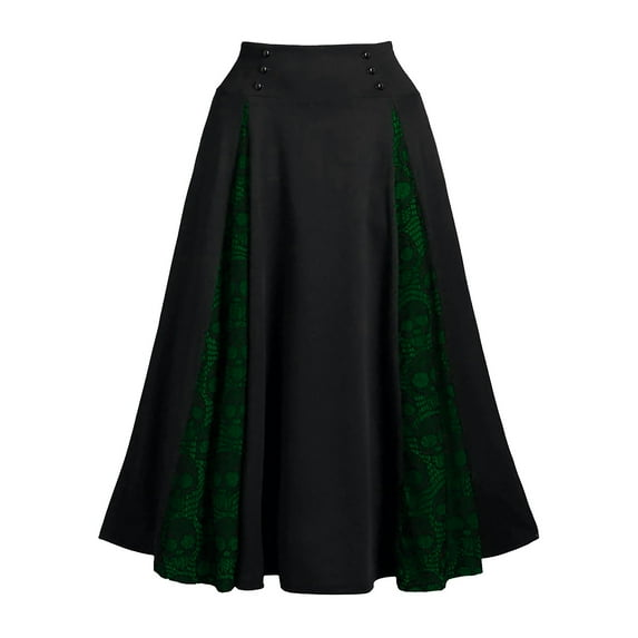 Brilliant Fall Tops for Women Plus Size Clearance Women Plus Size Lace Patchwork High Waist Midi Skirt Gothic Pleated Skirt Green XL