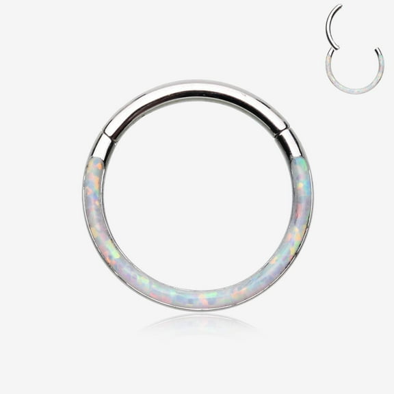 Brilliant Fire Opal Lined Front Facing Seamless Clicker Hoop Ring