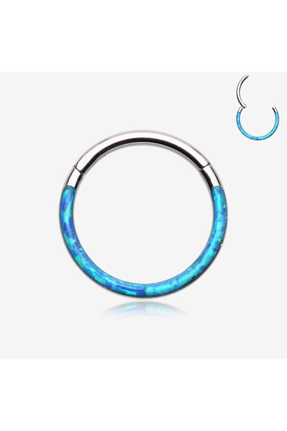 Brilliant Fire Opal Lined Front Facing Seamless Clicker Hoop Ring