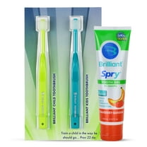 Brilliant Growing Kids Oral Care Kit: Round Head Soft Toothbrushes & Tooth Gel for Ages 2  - Green