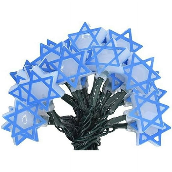 Brilliant Hanukkah Star of David 20 Count Battery OP LED String Twinkle/Timer Lighting, Blue