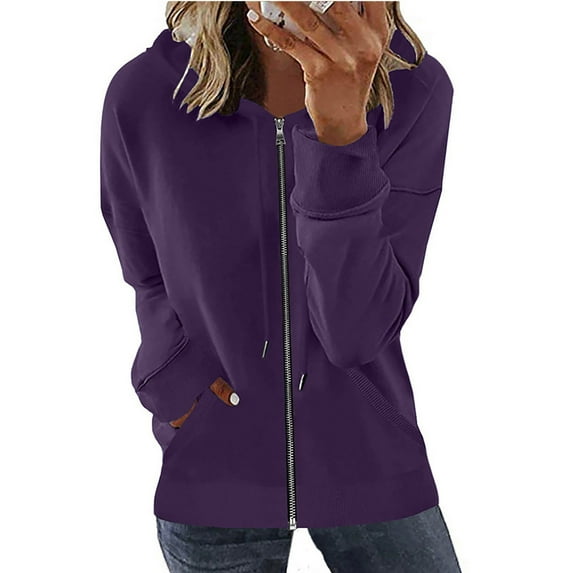 Brilliant Hoodies for Women Plus Size Fashion Woman Long Sleeve Zipper Open Front Loose Outerwear Printing Blouse Coat Tops Pockets Hooded Blouse Clearance Clothes under $5.00
