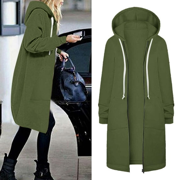 Brilliant Hoodies for Women Fashion Hooded Jacket Solid Color Zip Long Sleeve Pocket Top Blouse Coat